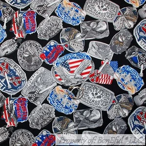 BonEful Fabric Cotton Red White Blue Belt Buckle Country Music Guitar Flag SCRAP - Picture 1 of 12