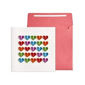 Tarjeta de felicitación de cumpleaños de lujo - Corazones coloridos acolchados - Imagen 1 de 2