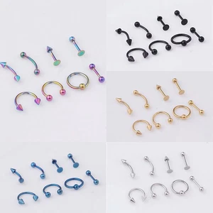 Body Piercing Accessories 8pieces/set Nose Ring Stainless Steel Lip Eyebrow Nail - Picture 1 of 15