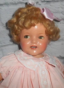20" SHIRLEY TEMPLE BABY composition & cloth IDEAL DOLL marked lucky penny dress - Imagen 1 de 22