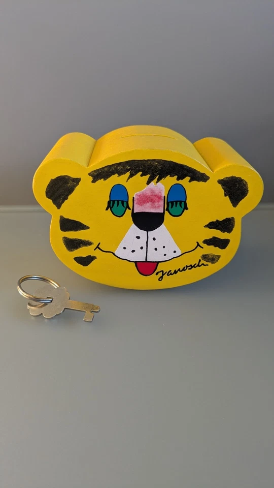 Janosch Spardose Tiger 🐯 aus Holz + Schlüssel – sehr guter Zustand - Bild 1 von 4