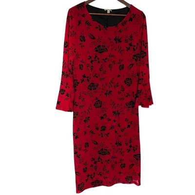 Vestido Vaina Midi Terciopelo Burnout De Colección Y2K L Rojo Negro Floral Campana Slvs Vamp Gótico Foto 1 de 4