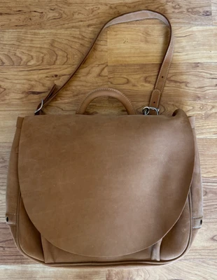NEW J. Peterman Leather The Counterfeit Mailbag Messenger BagCrossbody Brown - Image 1 of 4