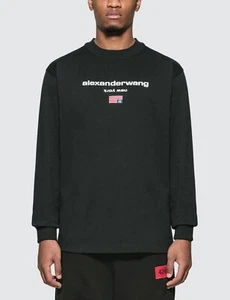 Alexander Wang Logo Graphic Long Sleeve T Shirt Sz Xs Nwt - Picture 1 of 8