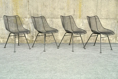 Set 4 Mid Century Modern Salterini Russell Woodard Sculptura Mesh Chairs Cover
