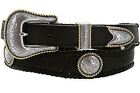 Gold Rope Edge Conchos Crazy Horse Scalloped Genuine Leather Western Belt