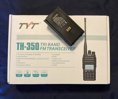 TYT TH-350 Tri-Band VHF/UHF Portable Two Way Radio FM Transceiver + Battery - Image 1 of 4
