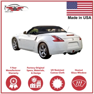 Convertible Soft Top Fits 2010-2018 Nissan 370Z w/DOT Heated Glass Window, Cloth - Picture 1 of 5