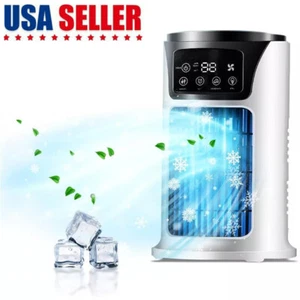 Portable Air Cooler Fan Humidifier LED Personal Cooling Mini AC Air Conditioner - Picture 1 of 12