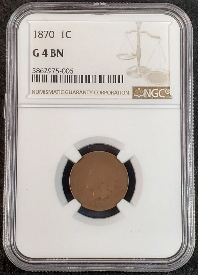 1870 Indian Head Cent NGC G 4 BN 5862975-006 Exquisite Coin Rare - Image 1 of 4