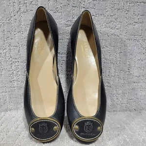 Talbots Women's Size 6B US Black Leather Round Toe Slip On Flat Shoes - Picture 1 of 11