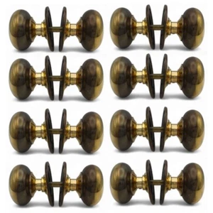 8 Pairs 65mm Aged Solid Brass Cottage Rim Mortice Door Knobs Knob Set Quality - Picture 1 of 15