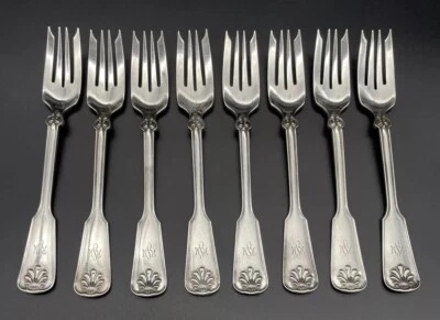8Pc Tiffany Shell And Thread Sterling Silver Salad Forks - Image 1 of 4
