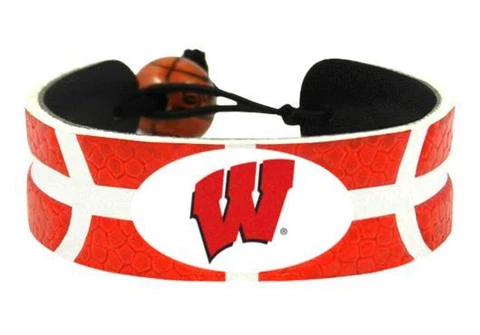 Wisconsin Badgers Team Color Basketball Leather Bracelet Cover