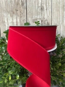 50 yards, 2.5" Christmas red velvet wired ribbon, gift wrapping, Kirkland Costco - Picture 1 of 7