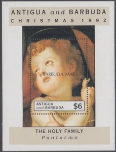 HOJA DE RECUERDO BARBUDA Sc# 1331MNH de la SANTA FAMILIA en EDICIÓN DE NAVIDAD 1992 - Imagen 1 de 1