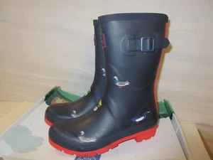 Joules 216564 Rain Boots Molly Welly Mid Rain Boots Navy Ducks Size 7 - Picture 1 of 10