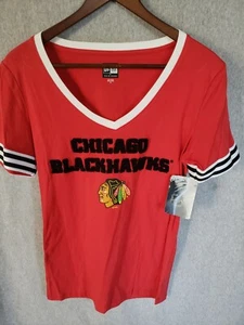Camiseta Chicago Blackhawks para mujer New Era cuello en V talla mediana M roja - Imagen 1 de 4