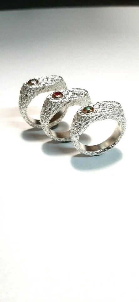 ANELLO UOMO CON RUBINO/ZAFFIRO/SMERALDO  NATURALI IN ARGENTO 925 - Immagine 1 di 4