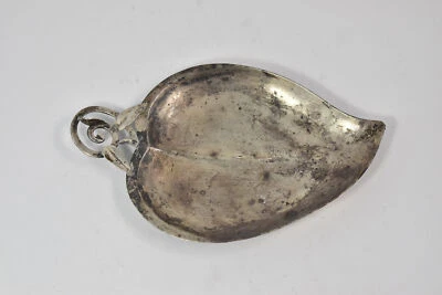 Plato de plata esterlina Suzuyo Mid Century hoja ornamentada *91 Foto 1 de 4