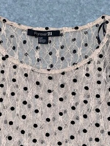 Top Forever 21 para mujer pequeño rosa transparente sin mangas con lunares negros E niña - Imagen 1 de 6