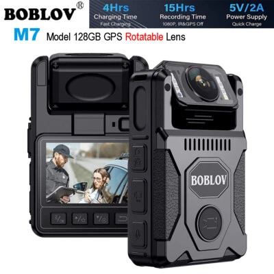 BOBLOV M7 128GB GPS Body Camera, 180° Rotatable Lens, 4000mAh 15Hours Recording - Image 1 of 4