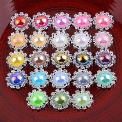 20pcs Metal Rhinestone Buttons Bling Alloy Crystal Flatback Buttons for Wedding - Image 1 of 4