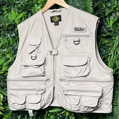 WHITE RIVER Jacket Vest Men Medium Tan Fishing Tactical Safari Utility 2603 - Image 1 of 4