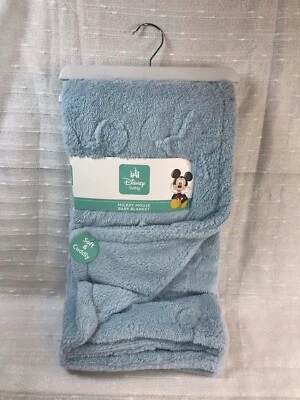 Disney Bebé Mickey Mouse Cuna Manta Orejas Azules Estampado de Estrellas Seguridad Lovey NUEVO Foto 1 de 4