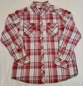 Boy's BKE Pearl Snap Plaid/Bleached/ Distressed Button-up Long Sleeve Size 14/16 - Picture 1 of 6