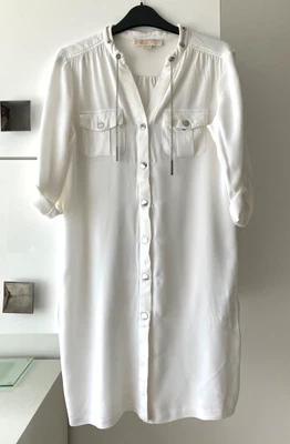 Michael Kors White Long Blouse With Chrome Chain Detail Size XS Fits Size 8-10 - Image 1 of 4