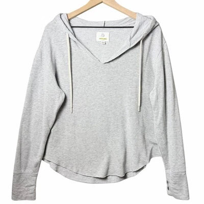 Sudadera con Capucha Aerie Cuello en V Gris Cordón Gráfico Manga Talla M Foto 1 de 4