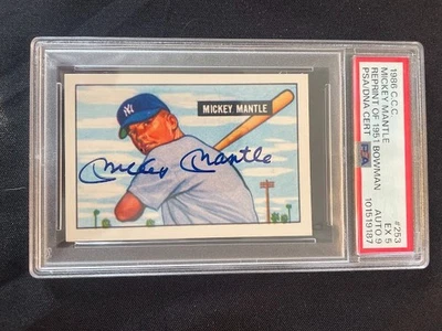 C.C.C. 1986 Tarjeta de novato firmada por Bowman RP Mickey Mantle 1951 radiocontrol automática PSA/ADN 5/9 Foto 1 de 2