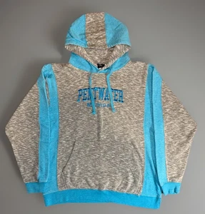 Gray And Blue "Pentwater Michigan" Hooded Sweatshirt Women’s Sz L - Picture 1 of 6