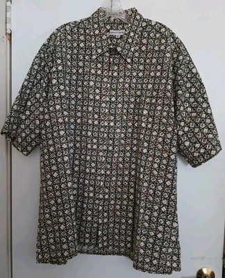 Pierre Cardin XXL 100% Cotton Casual Button Up Shirt Geometric Print S/S Nice - Image 1 of 4