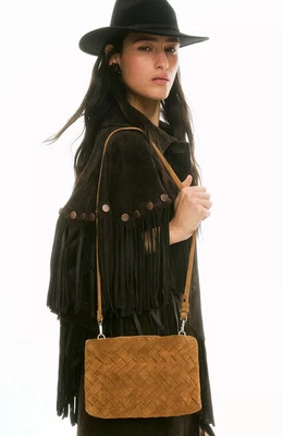 H&M Lorena Saravia Fringed Suede Cape Jacket For Women (Dark brown) - Image 1 of 4