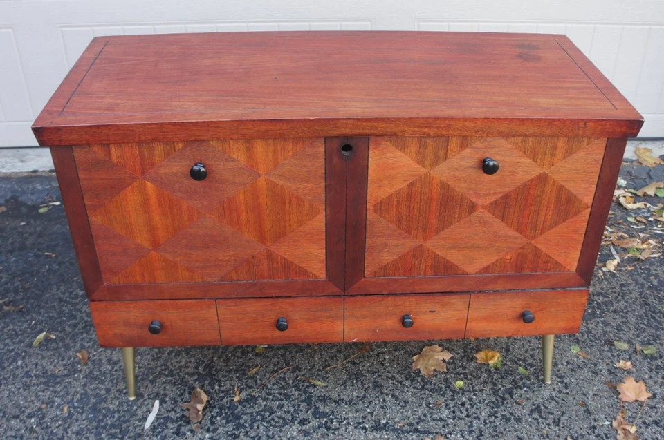 Baúl de almacenamiento vintage MCM LANE ALTAVISTA Art Deco madera de cedro + cajón sin cerradura difícil de encontrar Foto 1 de 4