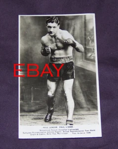 Paul Junior aka Paul L'Abbe boxing vintage original postcard 1930s Canadian - Picture 1 of 1