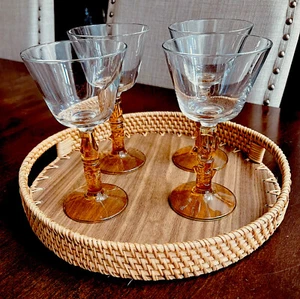12” Rattan Tray with Natural Wood new - Picture 1 of 8