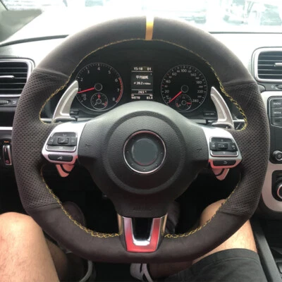 Cubierta de volante de coche de gamuza perforada para Volkswagen VW Golf 6 GTI MK6 Polo Foto 1 de 4