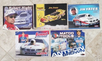 LOTE DE 5 Autógrafos de Conductor ALTURA, LEE, YATES, LINE, MARRÓN Coche Divertido 8 X 10 NHRA Foto 1 de 4
