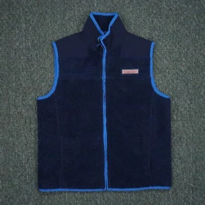 Vineyard Vines Vest Mens Small Blue Full Zip Pockets Fleece - Picture 1 of 9