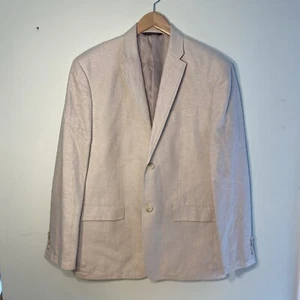 Perry Ellis Beige Ivory Linen Blend Sport Coat Blazer Classic Fit Mens 42R - Picture 1 of 7