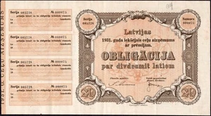 20 LATU 1931 - Bono de préstamo - Serie: 005728-000075 -VF- #R21 - Imagen 1 de 3