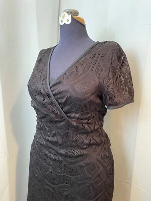 Maxi Vestido Sin Mangas de Encaje Negro Transparente Años 80 Años 90 Vintage Columna Grunge M L Foto 1 de 4