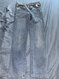 Youth Girl's Place Blue Denim Stretch Straight Leg Jeans Sz 14 Adjustable Waist - Picture 1 of 13