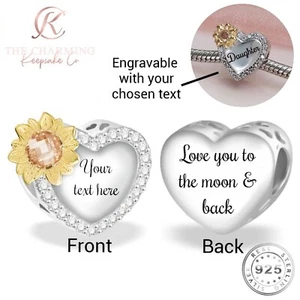Sonnenblume Anhänger echt 925 Sterling Silber - graviert - Frau, Tochter, Mama... - Bild 1 von 5
