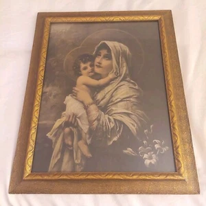 Bonnie Madonna antiker Druck gerahmt Jugendstil 1910 Druck 12x16 Zoll SLC - Bild 1 von 22