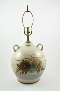 Lámpara floral de gres vintage grande de mediados de siglo para diseñadores de cerámica de California - Imagen 1 de 12