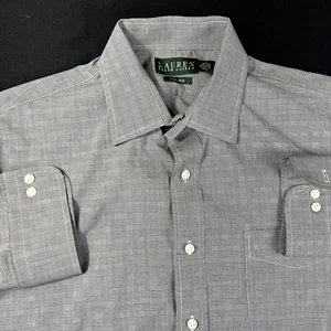 Lauren Ralph Lauren Non-iron Button Down L/S Shirt Men 17 32/33 Gray Thin Check - Picture 1 of 9